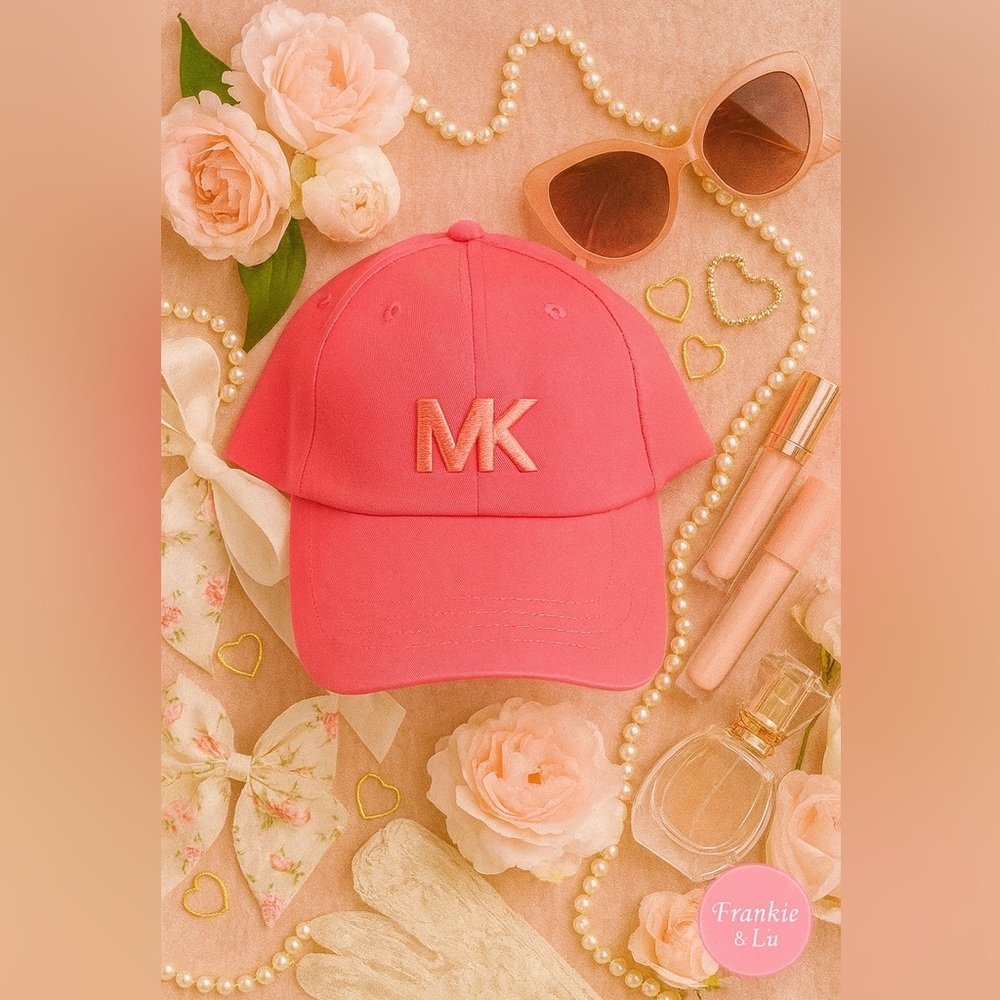 Michael Kors MK Logo Pink Baseball Cap Adjustable Hat NWT - Picture 2 of 5